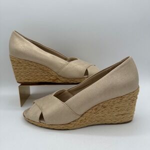 CHAPS Metallic Gold Slip-On Dakoda Espadrille Wedge Sandals | 9.5